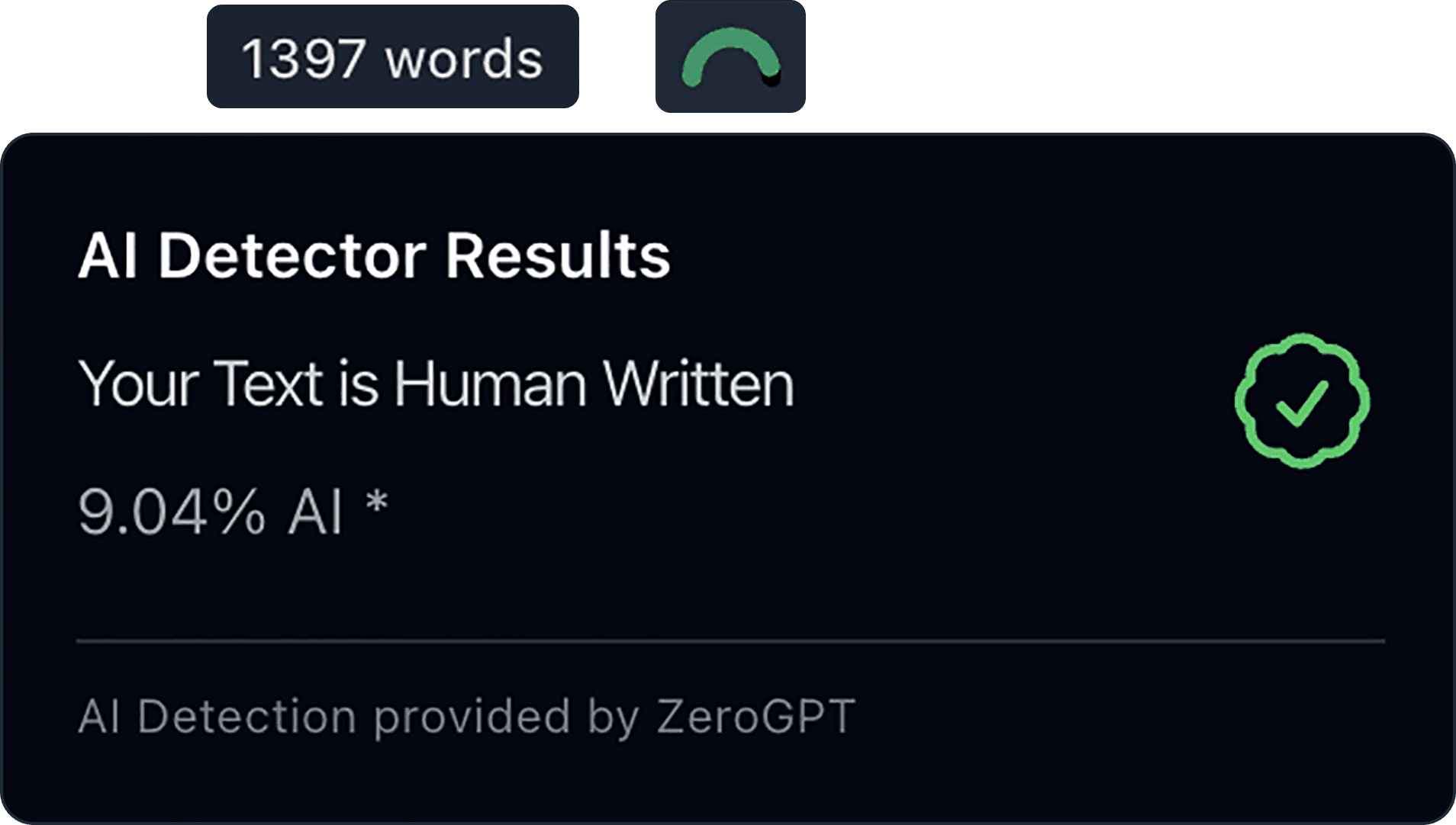 Standard good AI Detector results